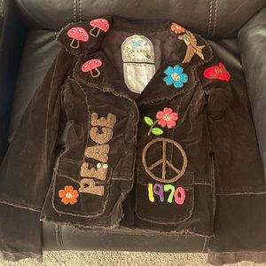 Joystick Hippie Embroidered Peace Button-Up Jacket 🍂🍁